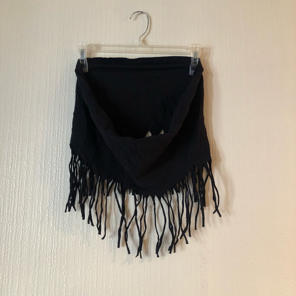 Black fringe scarf